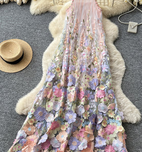 Floral Sleeveless Casual Maxi Dress