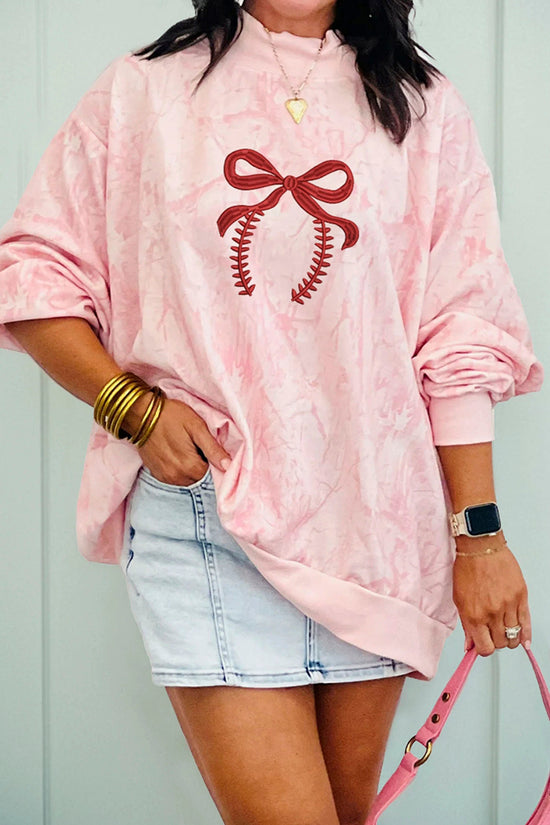 Tie Dye Camo Bow Mock Neck Sweatshirt