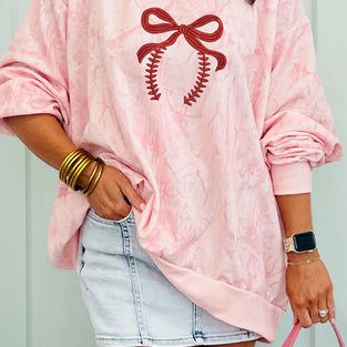 Tie Dye Camo Bow Mock Neck Sweatshirt