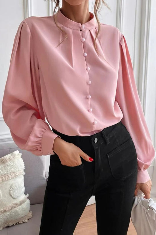 Elegant Puff Sleeve Button-Down Blouse