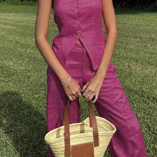 Chic Sleeveless Button-Up Pants Set