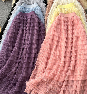 Layered Ruffle Midi Skirt