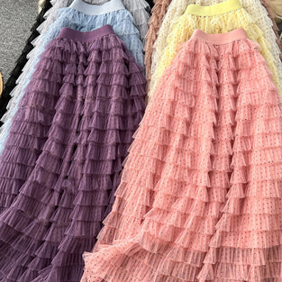 Layered Ruffle Midi Skirt