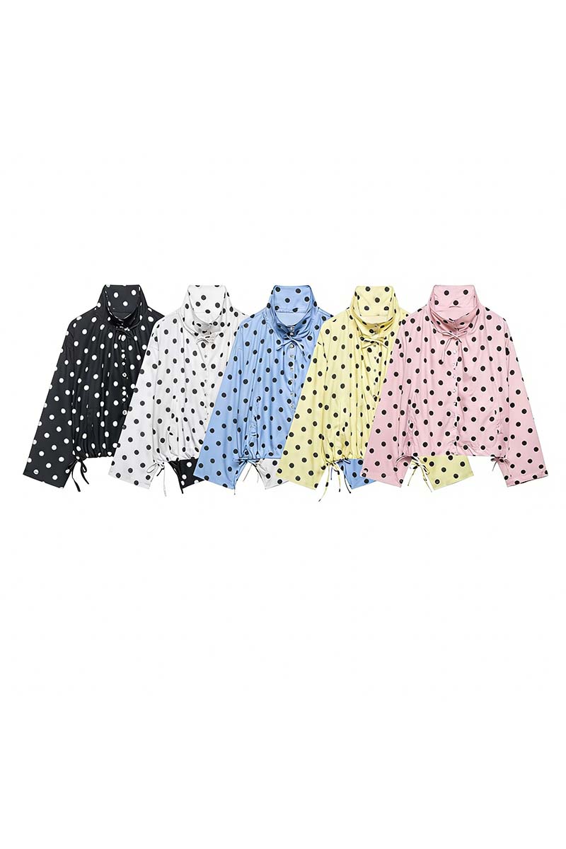 Polka Dot Drawstring Blazer
