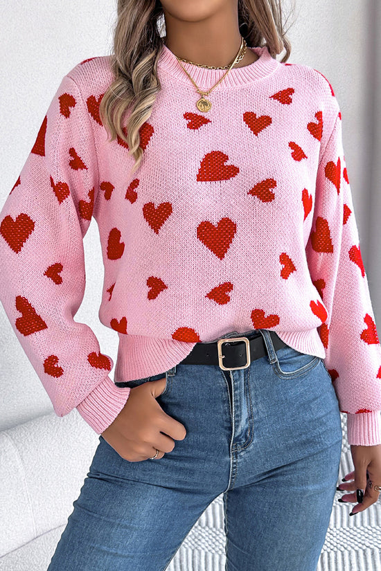 Heart Pattern Long Sleeve Sweater
