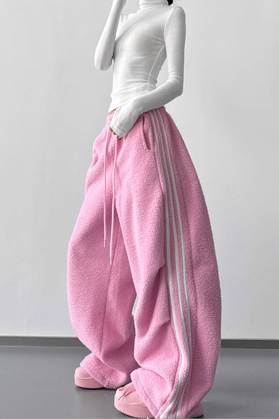 Wide-Leg Drawstring Casual Pants