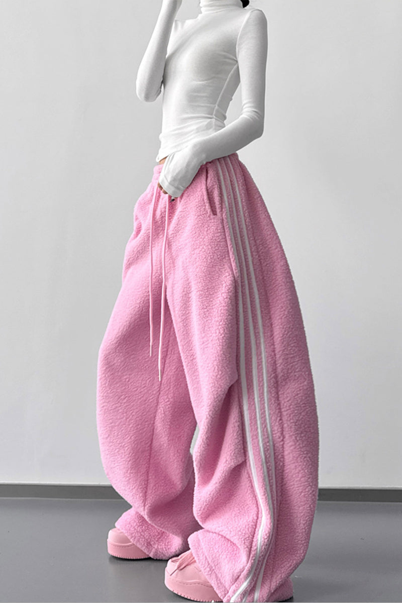 Wide-Leg Drawstring Casual Pants