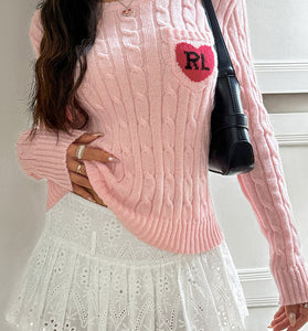 Heart Accent Cable Knit Sweater
