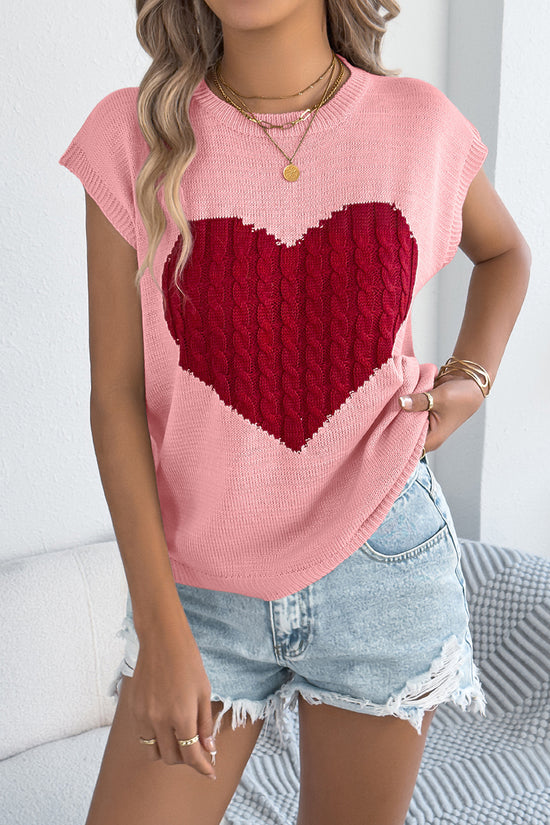 Heart Pattern Knit Sweater Vest