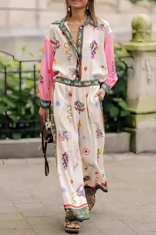 Abstract Print Relaxed Pants Set