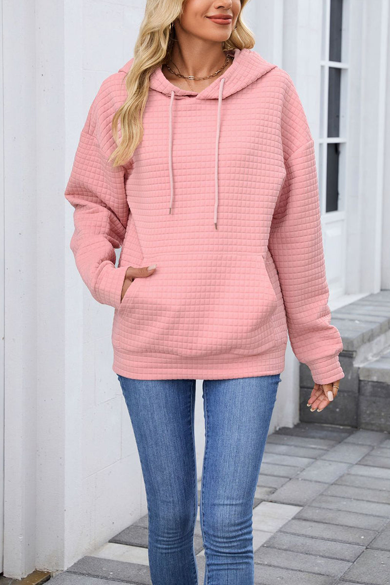 Textured Casual Hoodie with Pocket