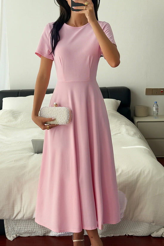 Elegant Short Sleeve Midi Dress