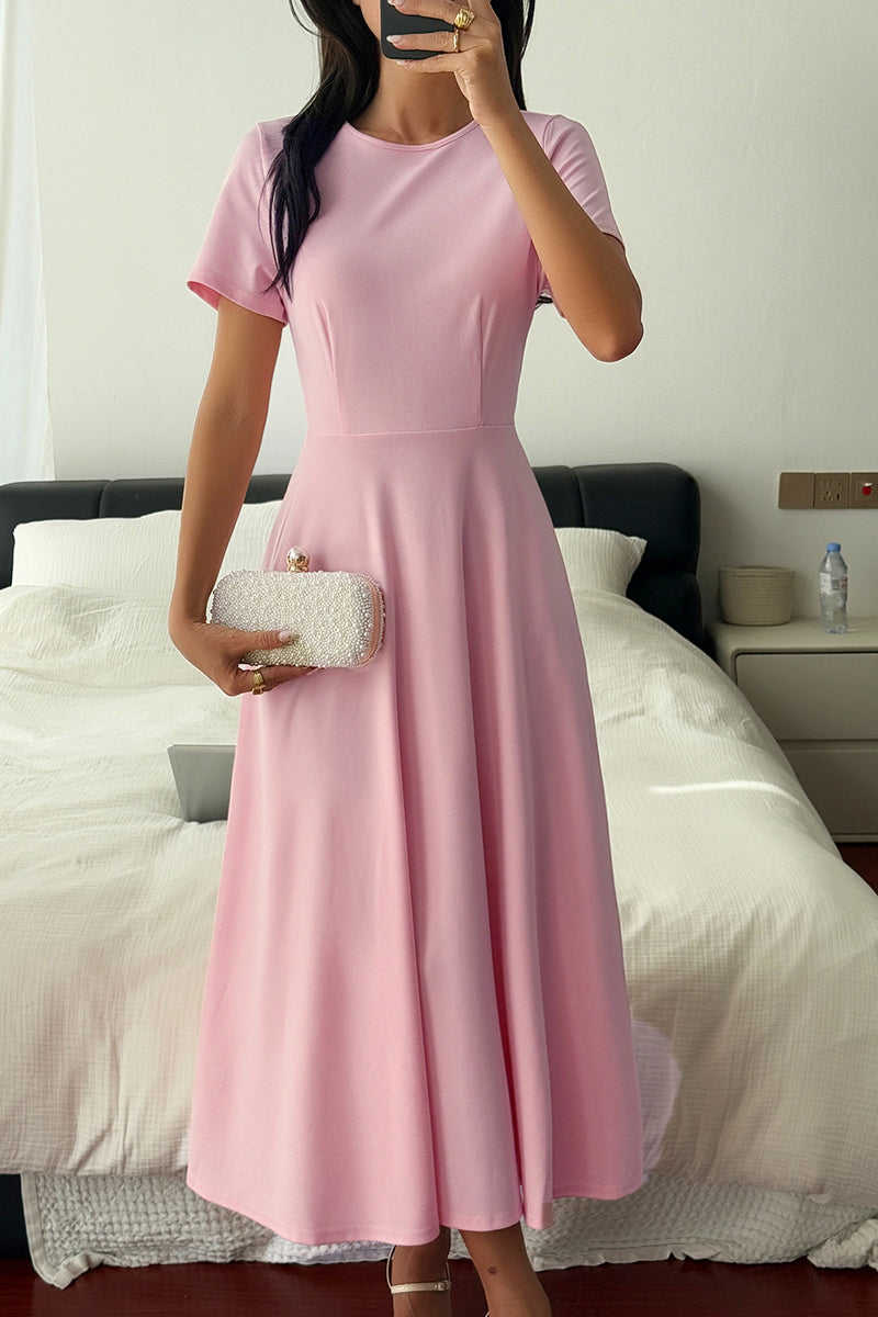 Elegant Short Sleeve Midi Dress