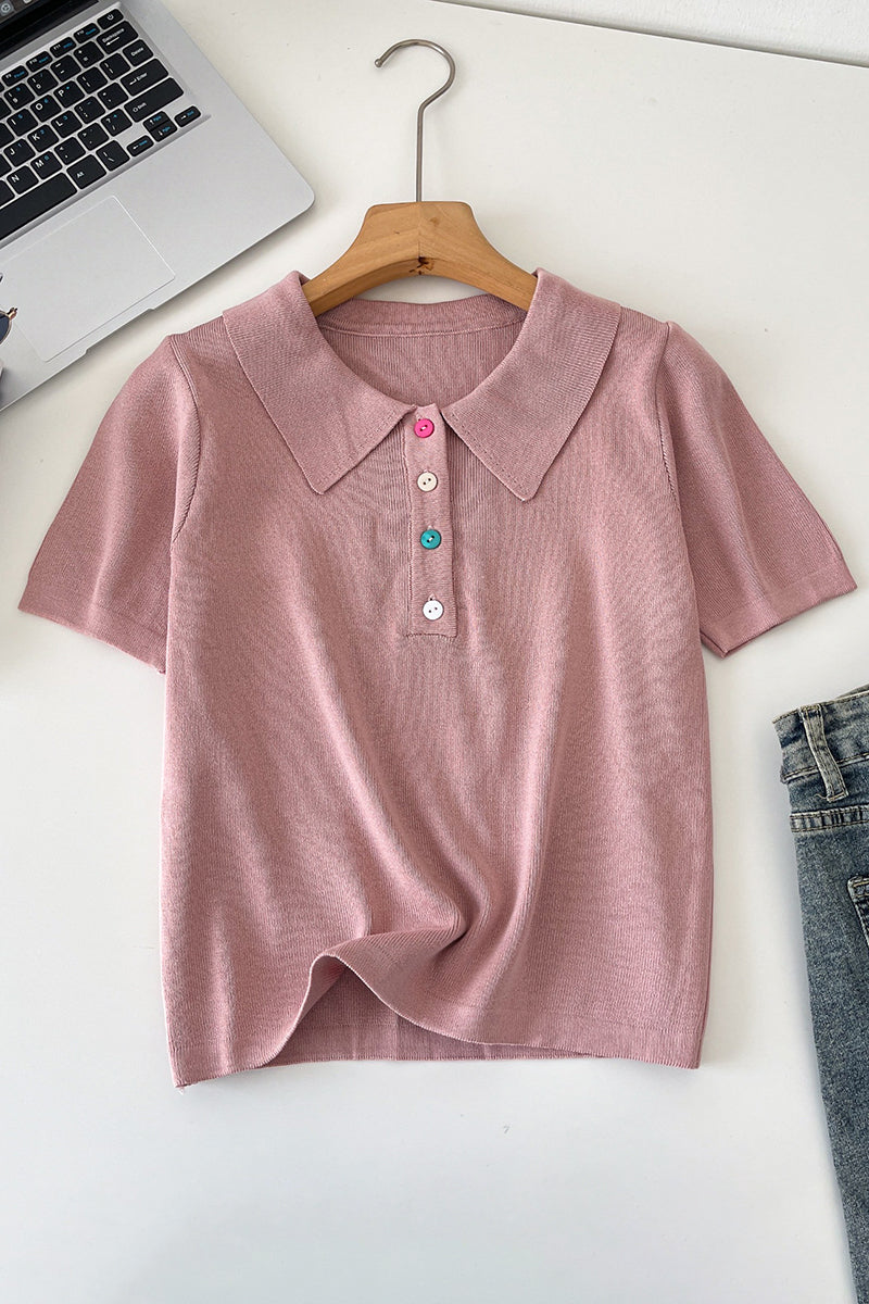 Stylish Polo T-Shirt with Button Accents