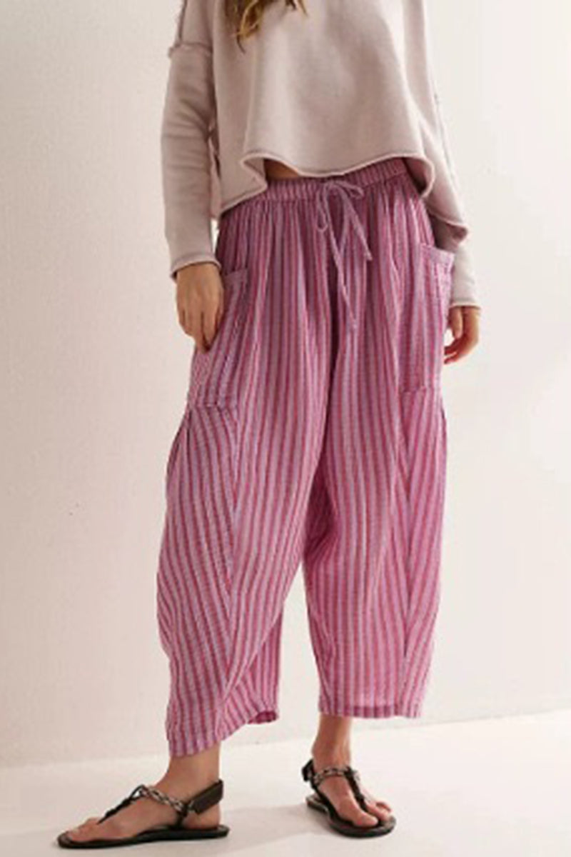 Relaxed Fit Drawstring Casual Pants