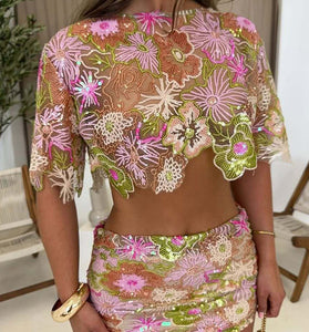 Floral Detail Two-Piece Skirt Set