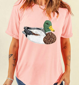 Quilted Mallard Casual Round Neck Tee