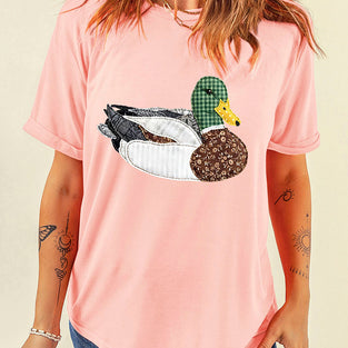 Quilted Mallard Casual Round Neck Tee