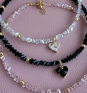 Crystal Heart Charm Necklace