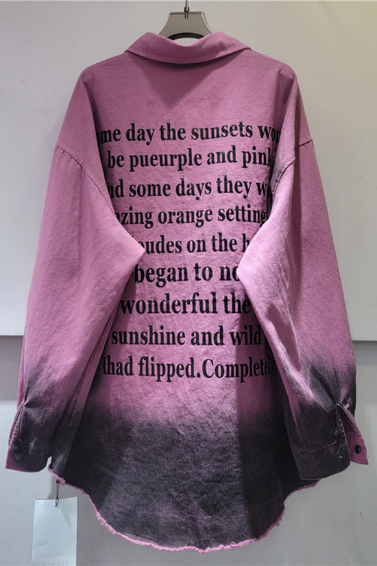 Ombre Text-Print Oversized Shirt