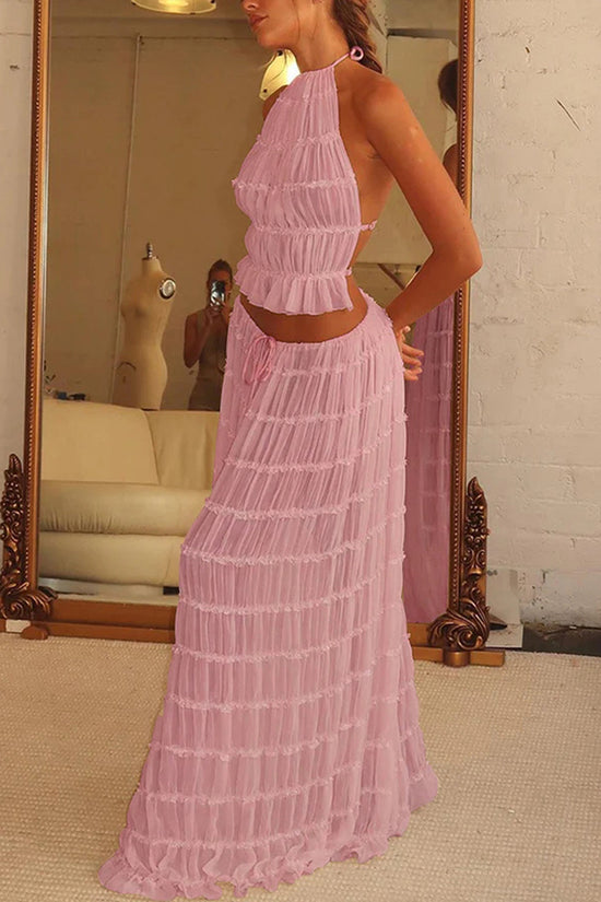 Elegant Halter Skirt Set