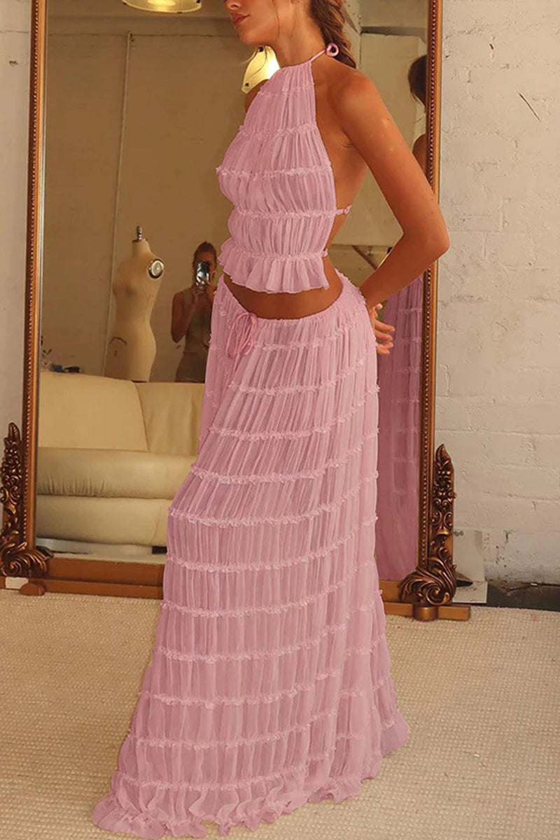 Elegant Halter Skirt Set