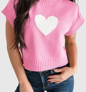 Heart Detail Sleeveless Sweater Vest