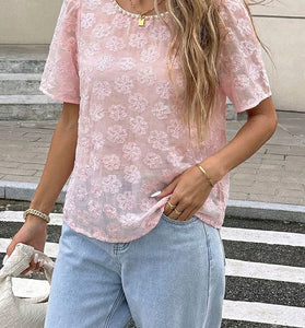 Floral Sheer Puff Sleeve Top