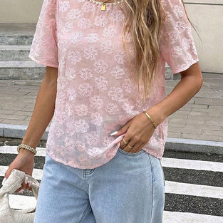 Floral Sheer Puff Sleeve Top