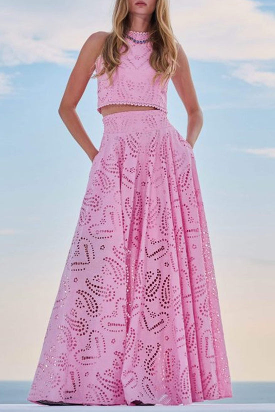 Elegant Patterned Two-Piece Skirt Set