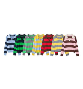 Striped V-Neck Sweater