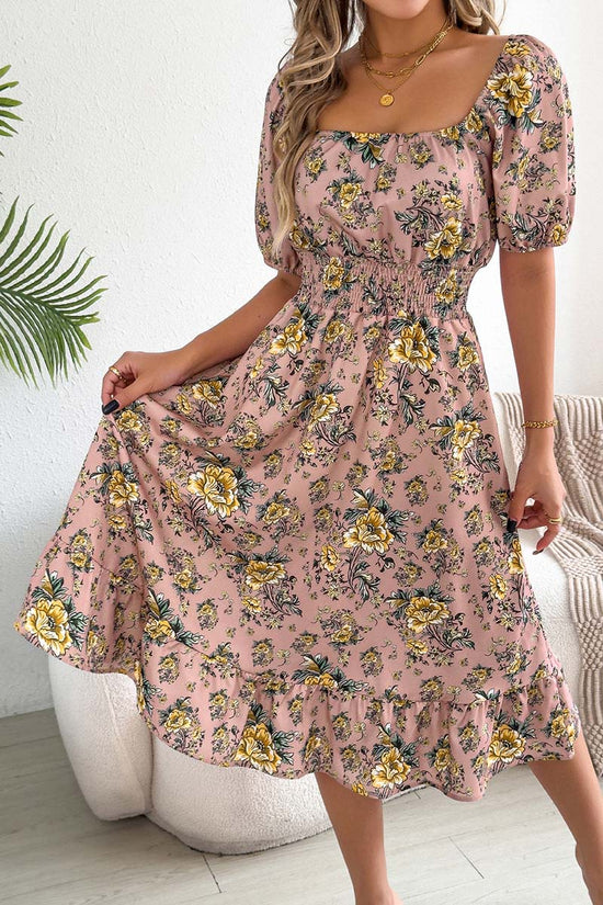 Off-the-Shoulder Floral Casual Dress
