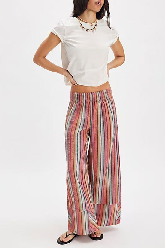 Striped Wide-Leg Casual Pants