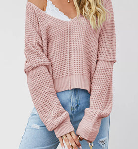 Off-Shoulder Waffle Knit Sweater