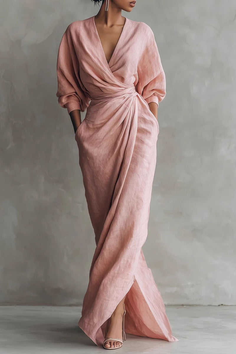 Elegant Draped Casual Maxi Dress