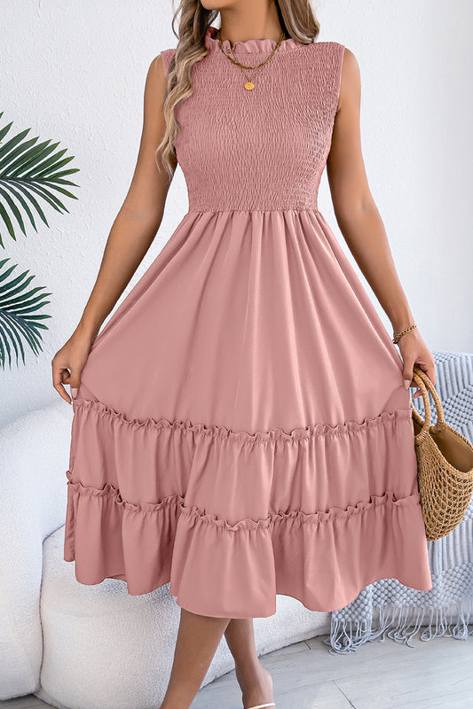Sleeveless Smocked Casual Dress