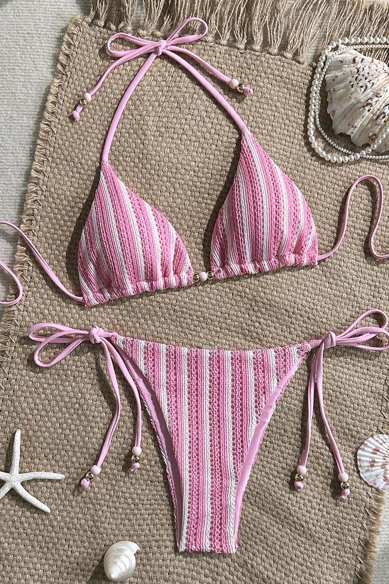 Striped Bikini Set with Tie Details
