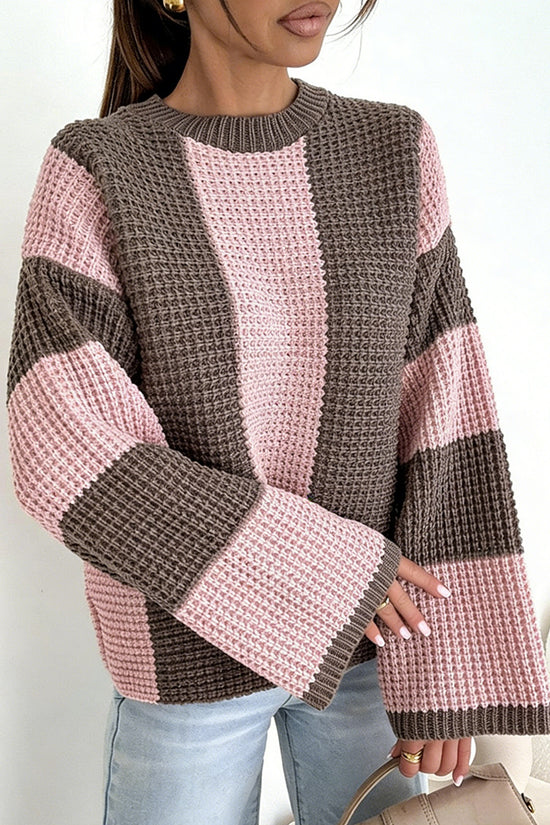 Striped Waffle-Knit Sweater