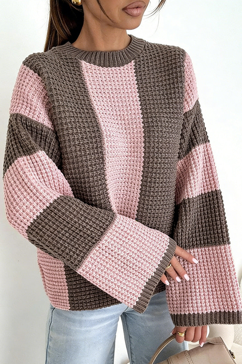 Striped Waffle-Knit Sweater