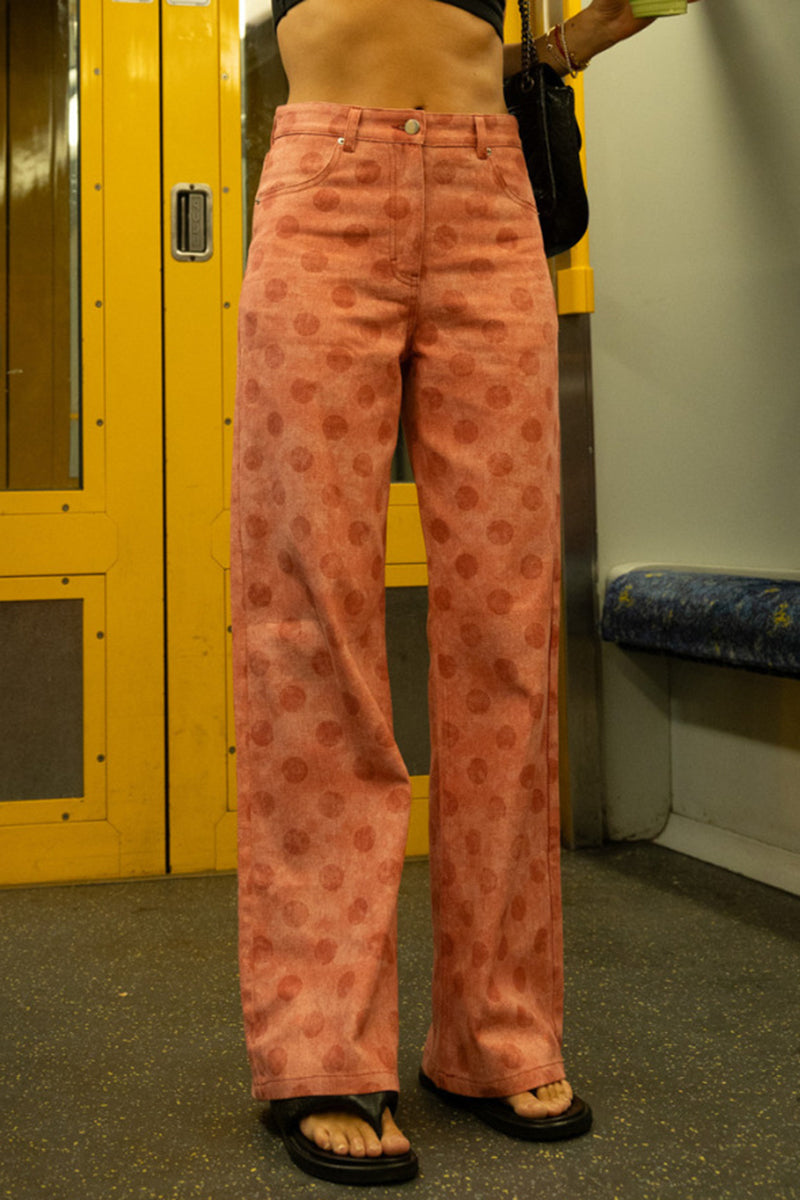 Polka Dot Straight Jeans