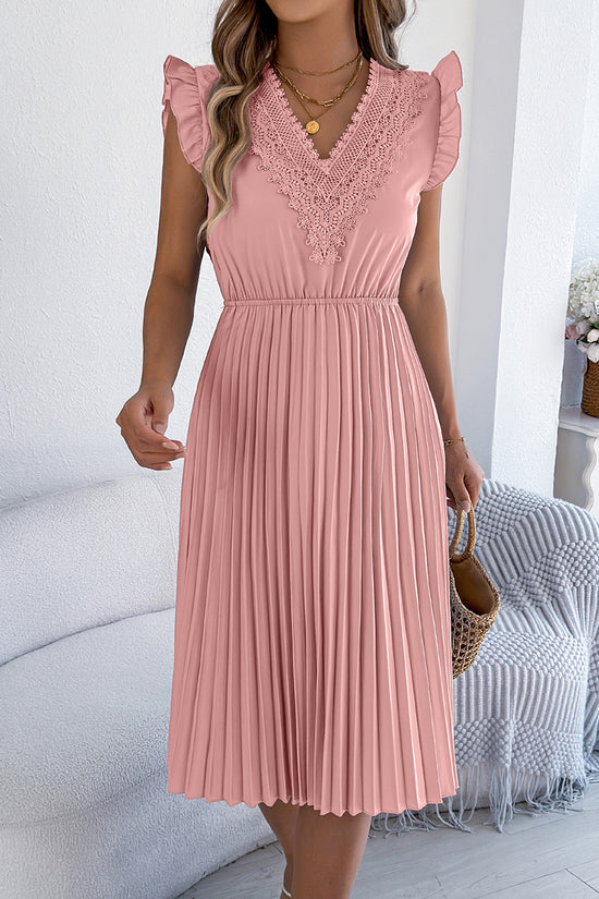 V-Neck Flutter Sleeve Casual Dress