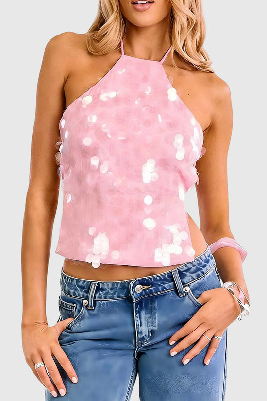 Sequin Halter Tank Top