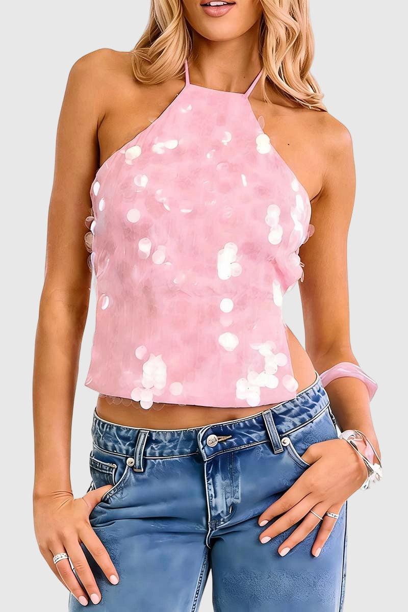 Sequin Halter Tank Top