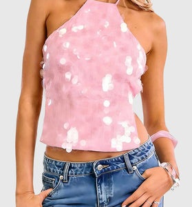 Sequin Halter Tank Top