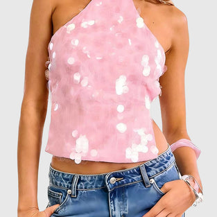 Sequin Halter Tank Top