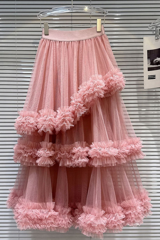 Tiered Ruffle Midi Skirt