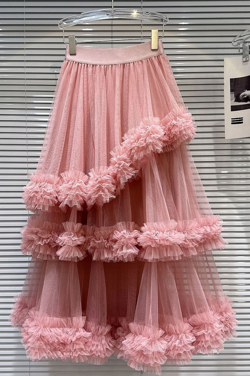 Tiered Ruffle Midi Skirt