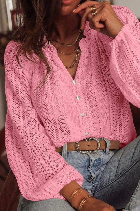 Elegant Knit Button-Up Blouse