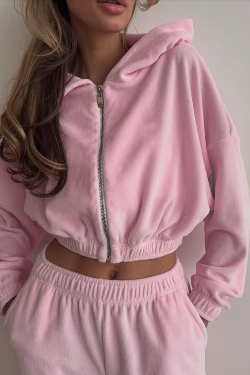 Cozy Hooded Zip-Up Activewear Set