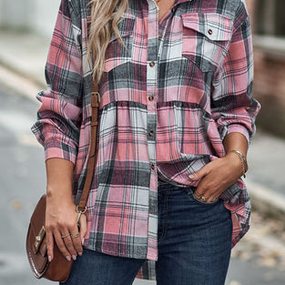 Relaxed Fit Plaid Button-Up Shirt